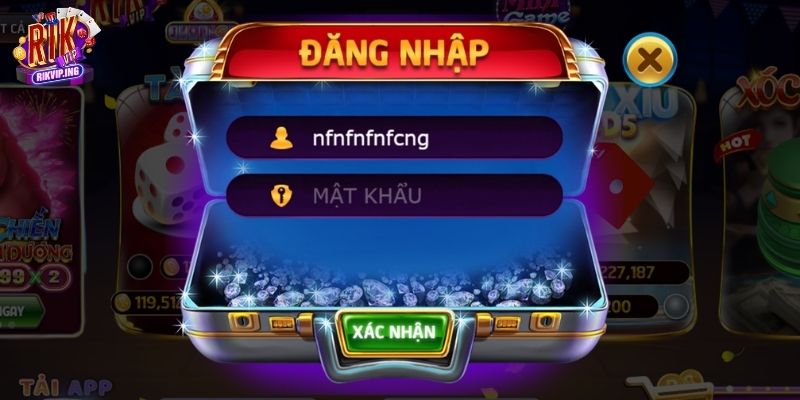 Nhập thông tin tài khoản đăng nhập RIKVIP